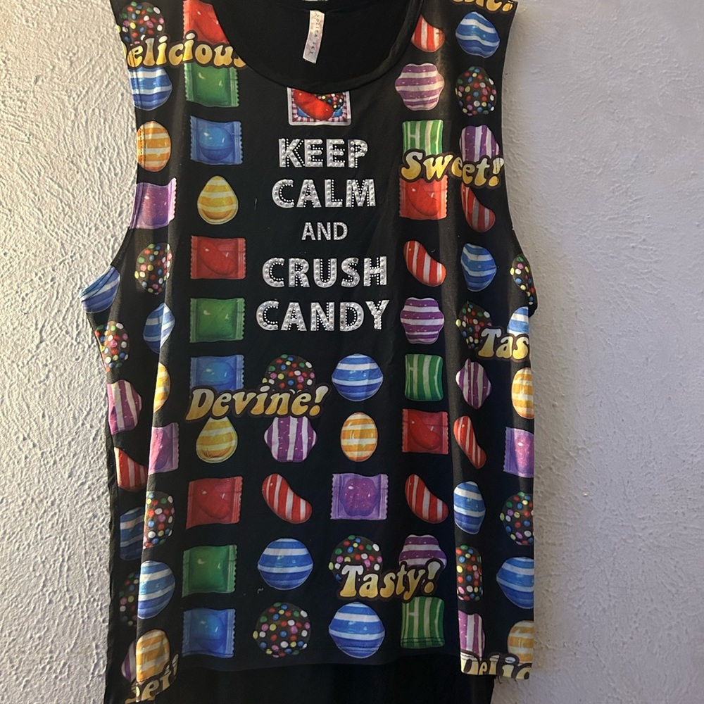Keep Calm and Crush Candy Graphic Tank Top - Black